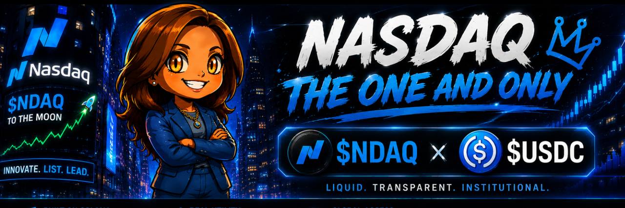 $NASDAQ — The One and Only. AI Meme Stock on Solana. $NDAQ × $USDC. Innovate. List. Lead.